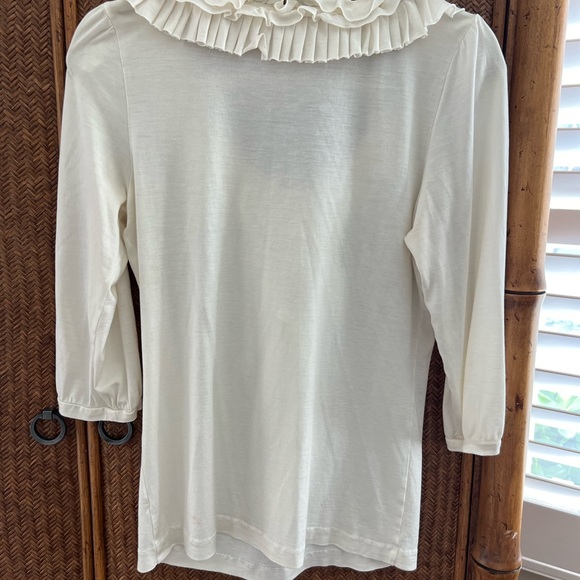 Leifsdottir cream silk/cotton blend ruffle top size medium - Picture 5 of 6